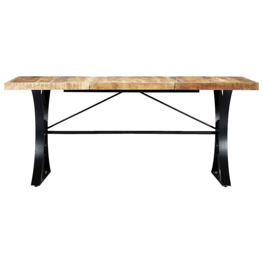 Dining Table | Brown, Black | Solid Mango Wood, Steel | 180x90 cm Dining Table | Brown, Black | Solid Mango Wood, Steel | 180x90 cm