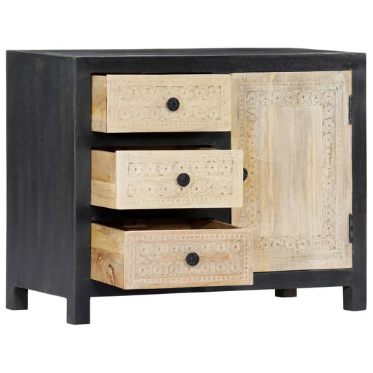 Hand Carved Side Cabinet Grey 75x35x60 cm Solid Mango Wood Hand Carved Side Cabinet Grey 75x35x60 cm Solid Mango Wood