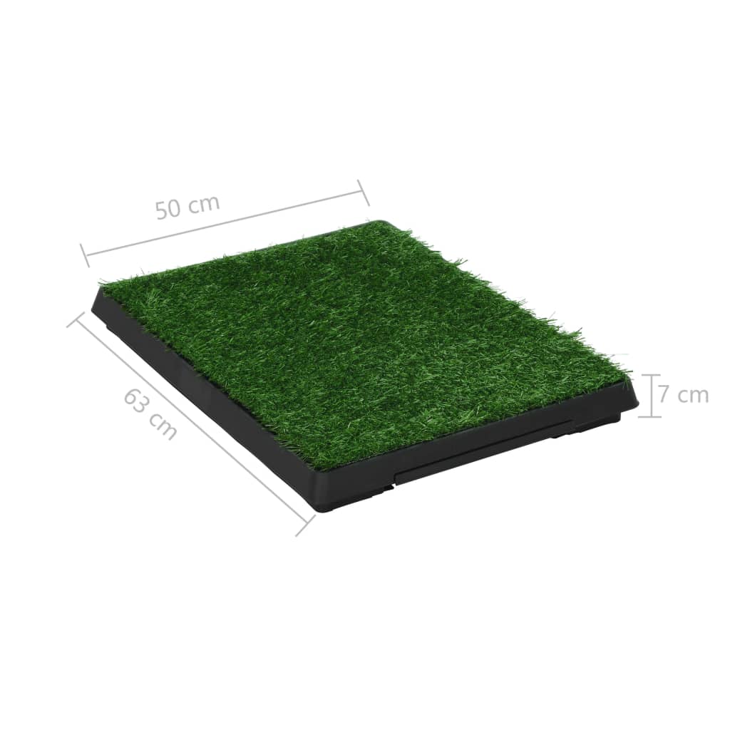 170767 vidaXL Pet Toilets 2 pcs with Tray & Faux Turf Green 63x50x7 cm WC