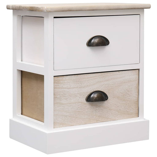 Nightstands 2 pcs White and Natural 38x28x45 cm Paulownia Wood Nightstands 2 pcs White and Natural 38x28x45 cm Paulownia Wood