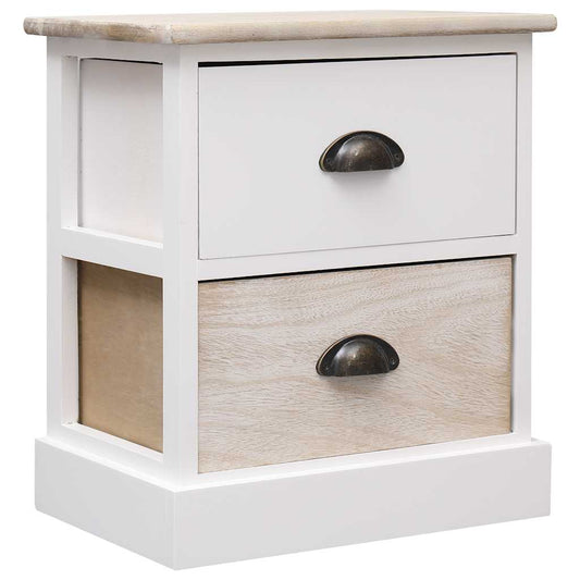 284057 vidaXL Nightstands 2 pcs White and Natural 38x28x45 cm Paulownia Wood 284057 vidaXL Nightstands 2 pcs White and Natural 38x28x45 cm Paulownia Wood