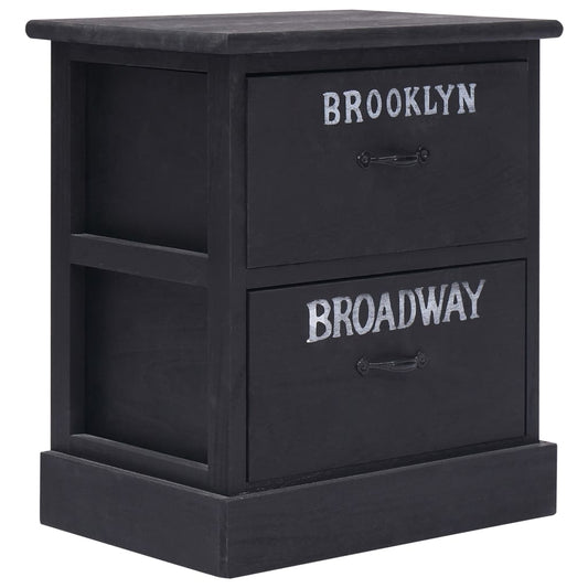 Nightstands 2 pcs Black 38x28x45 cm Paulownia Wood Nightstands 2 pcs Black 38x28x45 cm Paulownia Wood