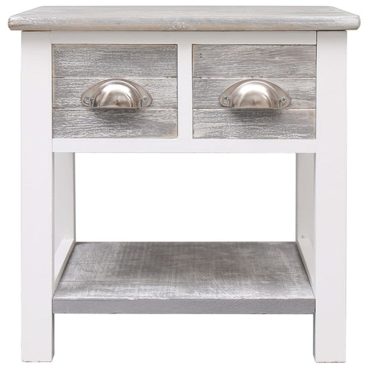 Side Table Grey 40x40x40 cm Paulownia Wood Side Table Grey 40x40x40 cm Paulownia Wood
