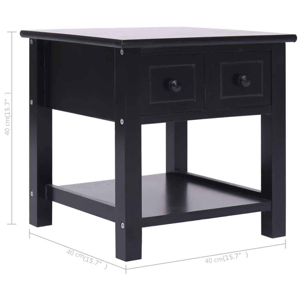 Side Table Black 40x40x40 cm Paulownia Wood