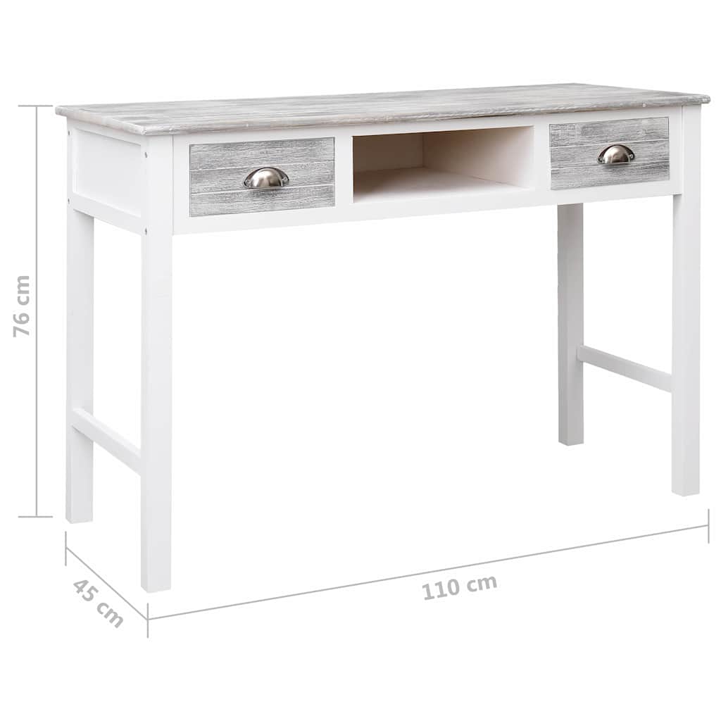 284153 vidaXL Writing Desk Grey 110x45x76 cm Wood