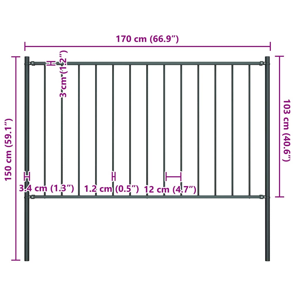 Fence Panel "Woerden" with Posts Steel 1,7x1 m Anthracite