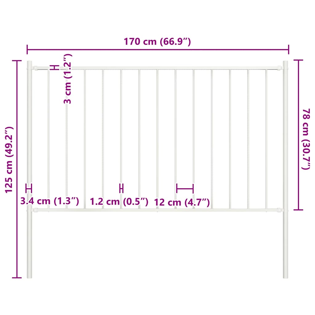 Fence Panel Woerden with Posts Steel 1.7x0.75 m White