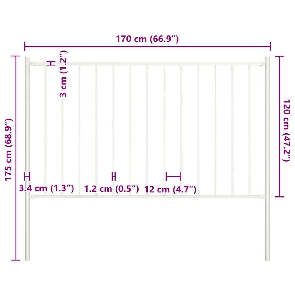 Fence Panel "Woerden" with Posts Steel 1,7x1,25 m White
