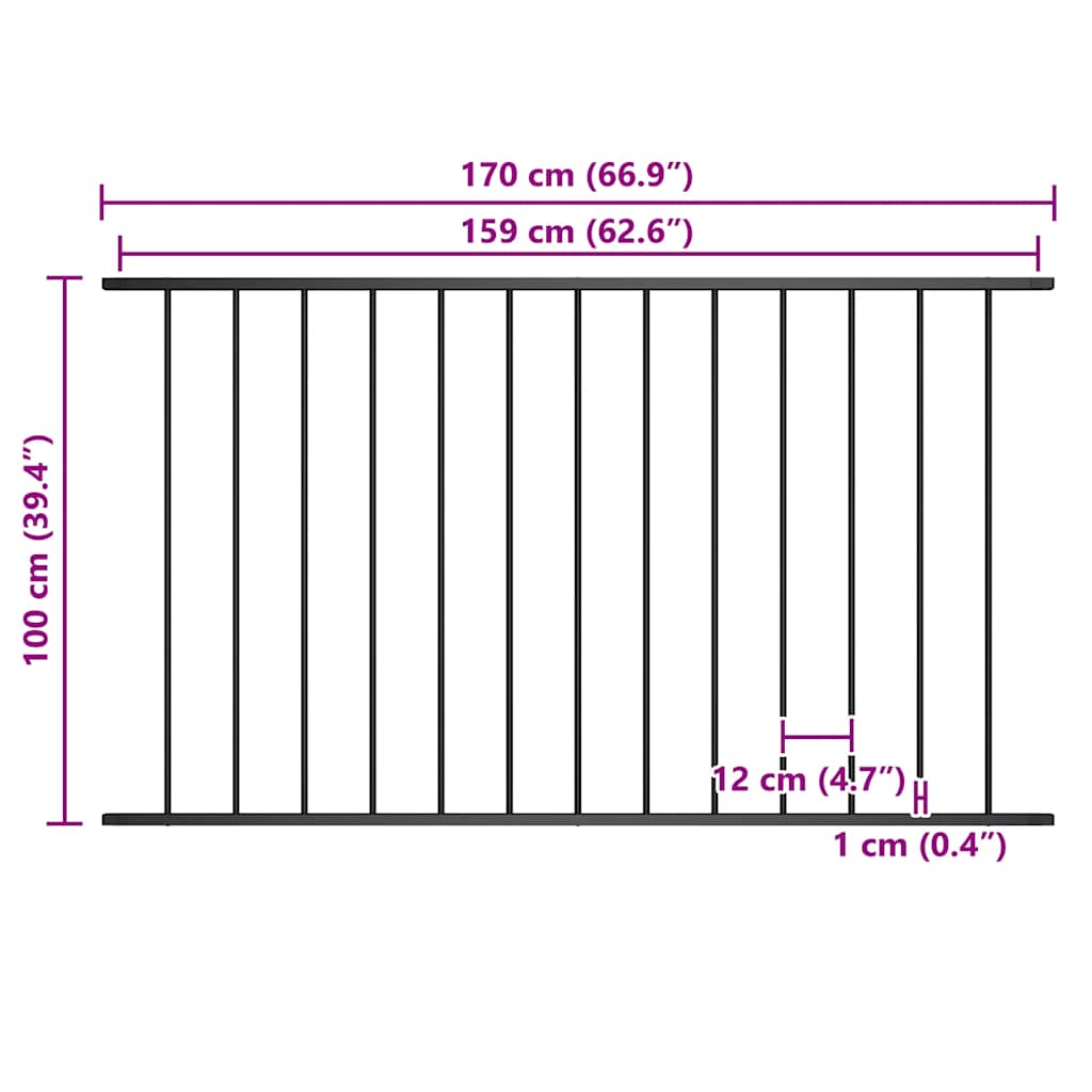 Fence Panel Woerden Powder-coated Steel 1.7x1 m Black