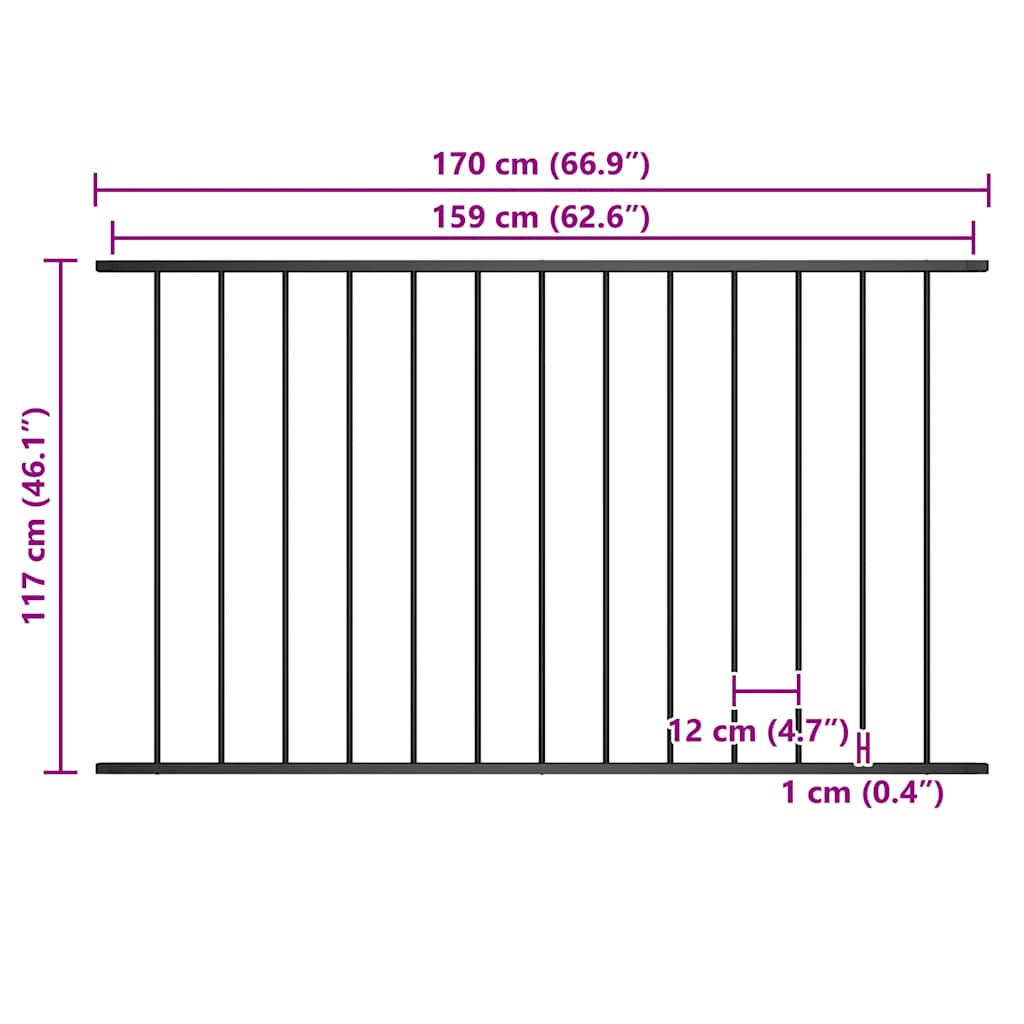 Fence Panel Woerden Powder-coated Steel 1.7x1.17 m Black