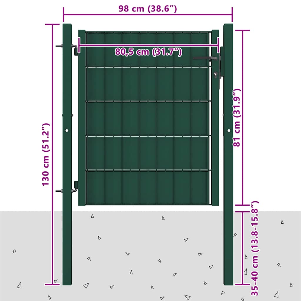 Fence Gate PVC and Steel 100x81 cm Green