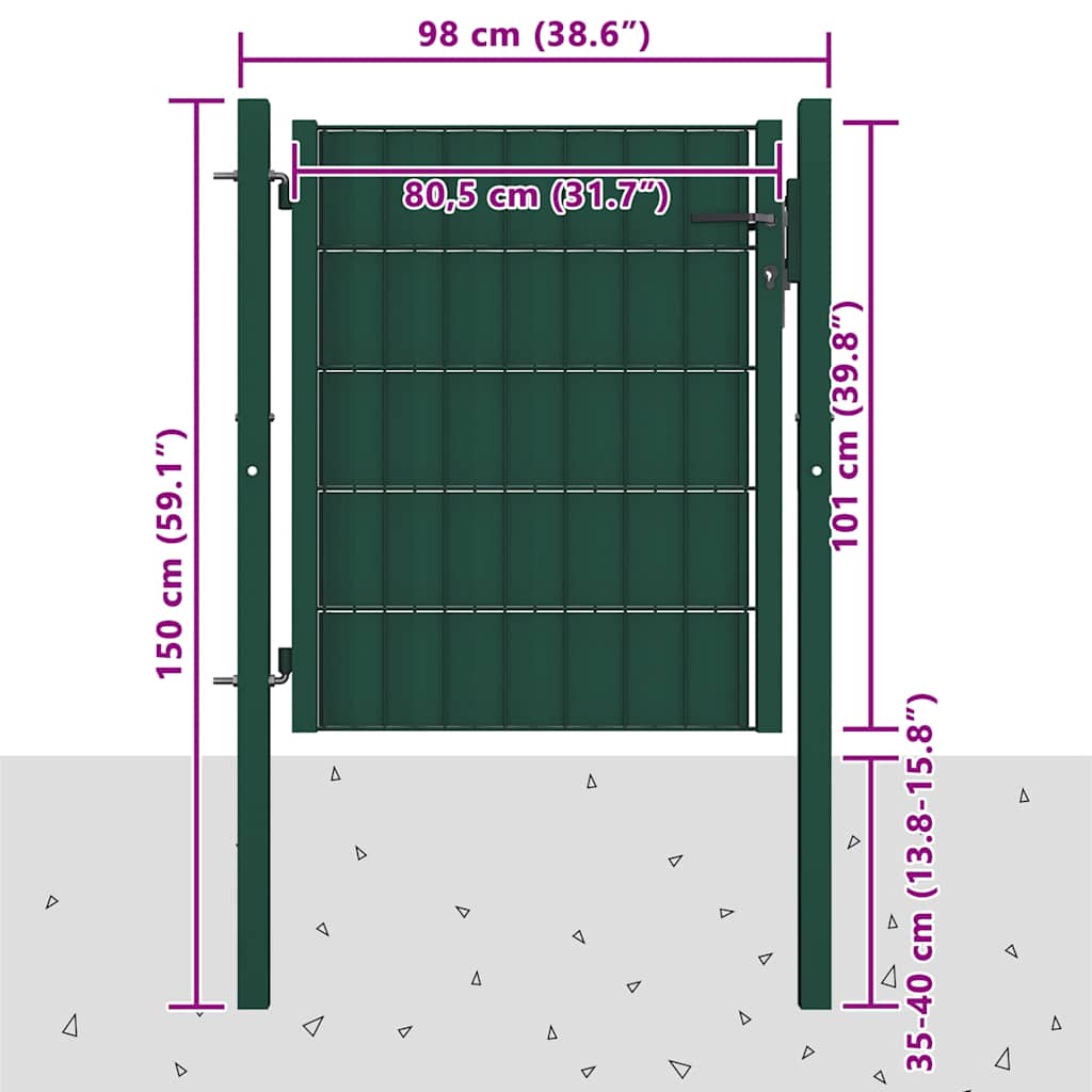 Fence Gate PVC and Steel 100x100 cm Green
