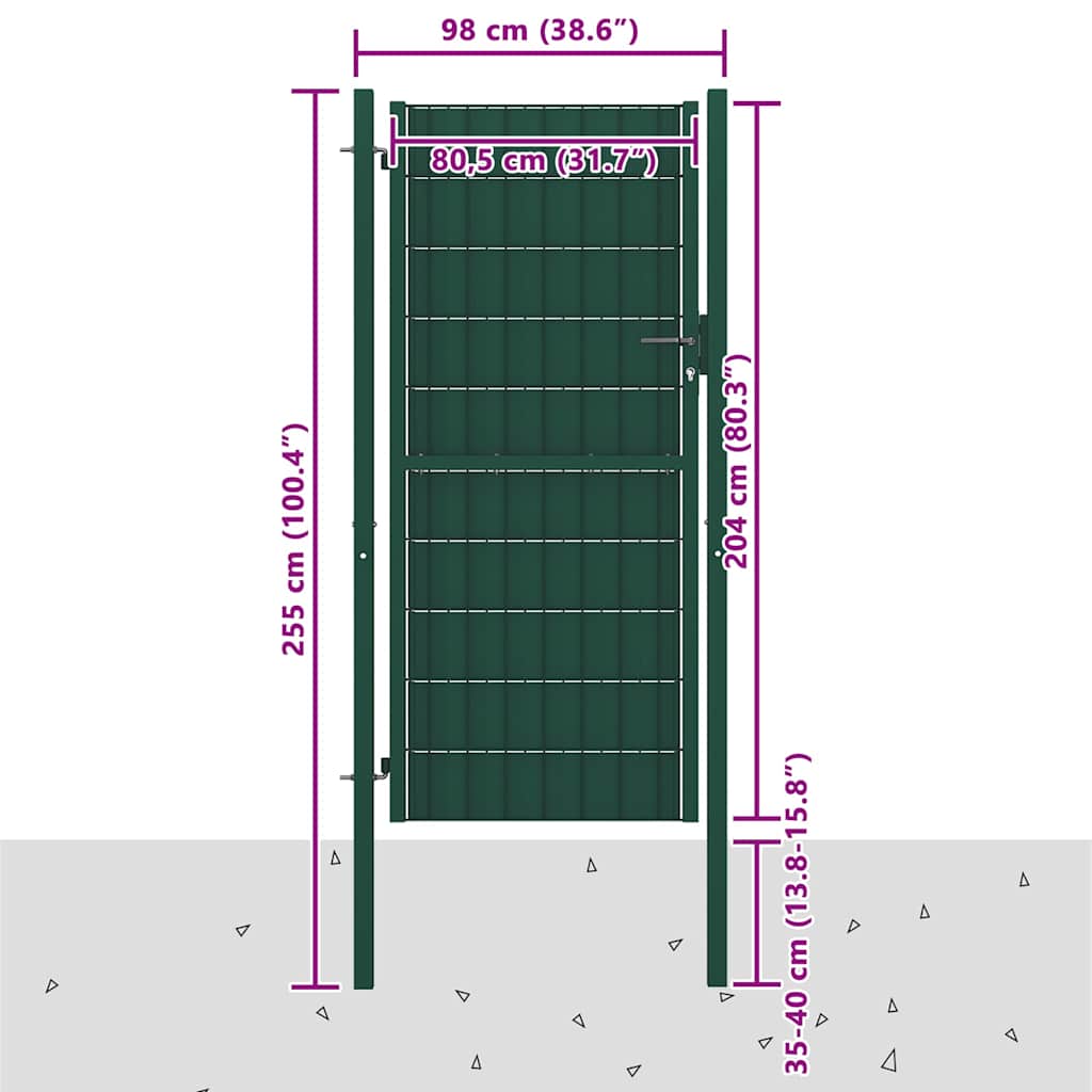 Fence Gate PVC and Steel 100x204 cm Green
