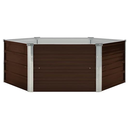 Raised Garden Bed Brown 129x129x45 cm Galvanised Steel Raised Garden Bed Brown 129x129x45 cm Galvanised Steel
