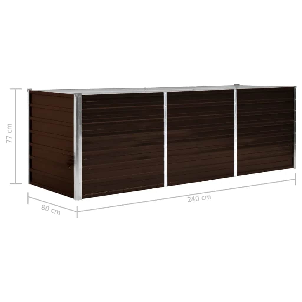 45713 vidaXL Garden Raised Bed Brown 240x80x77 cm Galvanised Steel