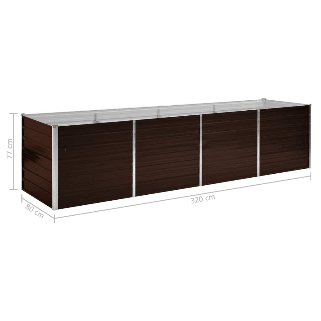 45715 vidaXL Garden Raised Bed Brown 320x80x77 cm Galvanised Steel