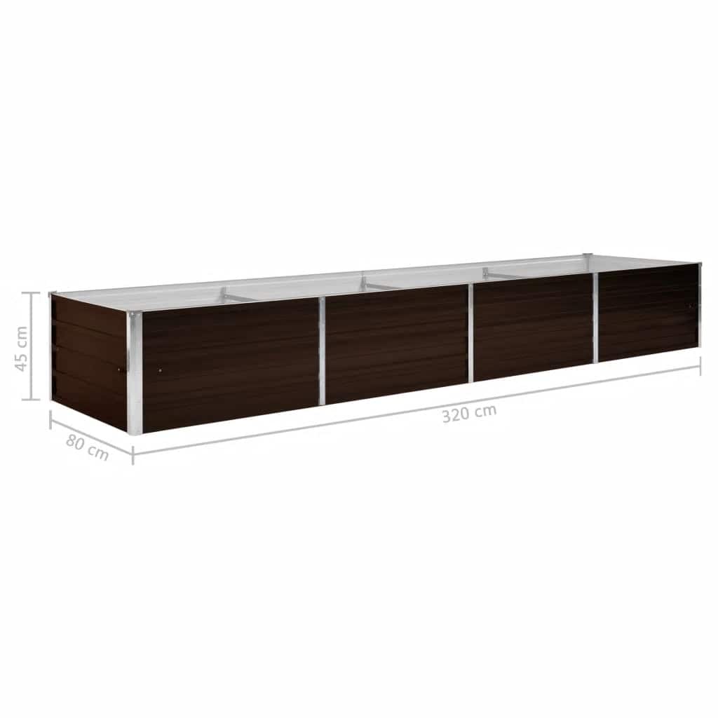 45716 vidaXL Garden Raised Bed Brown 320x80x45 cm Galvanised Steel
