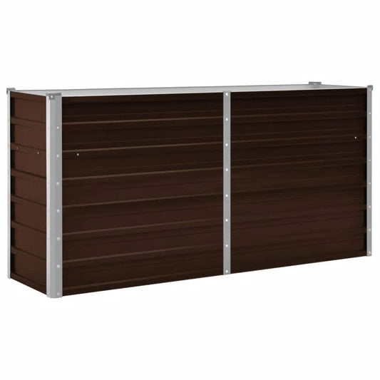 Garden Raised Bed Brown 160x40x77 cm Galvanised Steel Garden Raised Bed Brown 160x40x77 cm Galvanised Steel