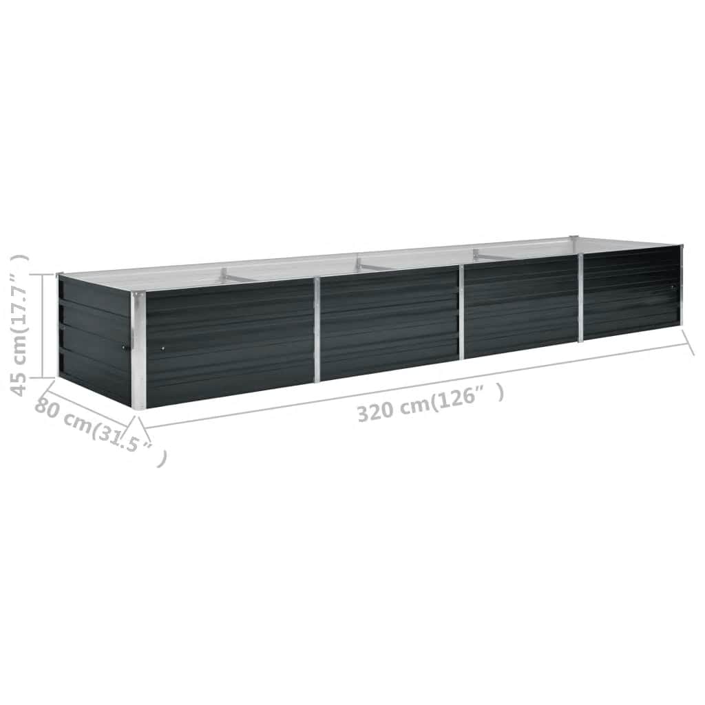 45729 vidaXL Garden Raised Bed Anthracite 320x80x45 cm Galvanised Steel