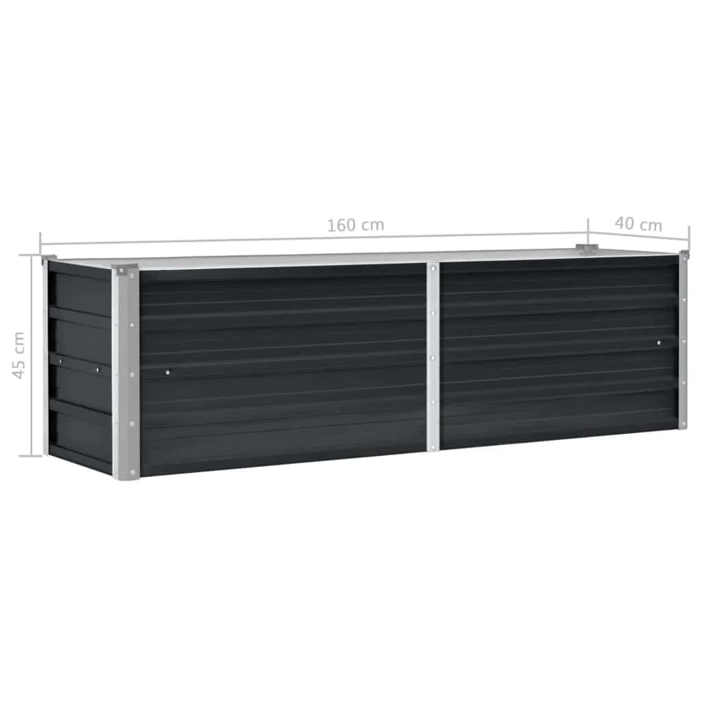 Garden Raised Bed Anthracite 160x40x45 cm Galvanised Steel
