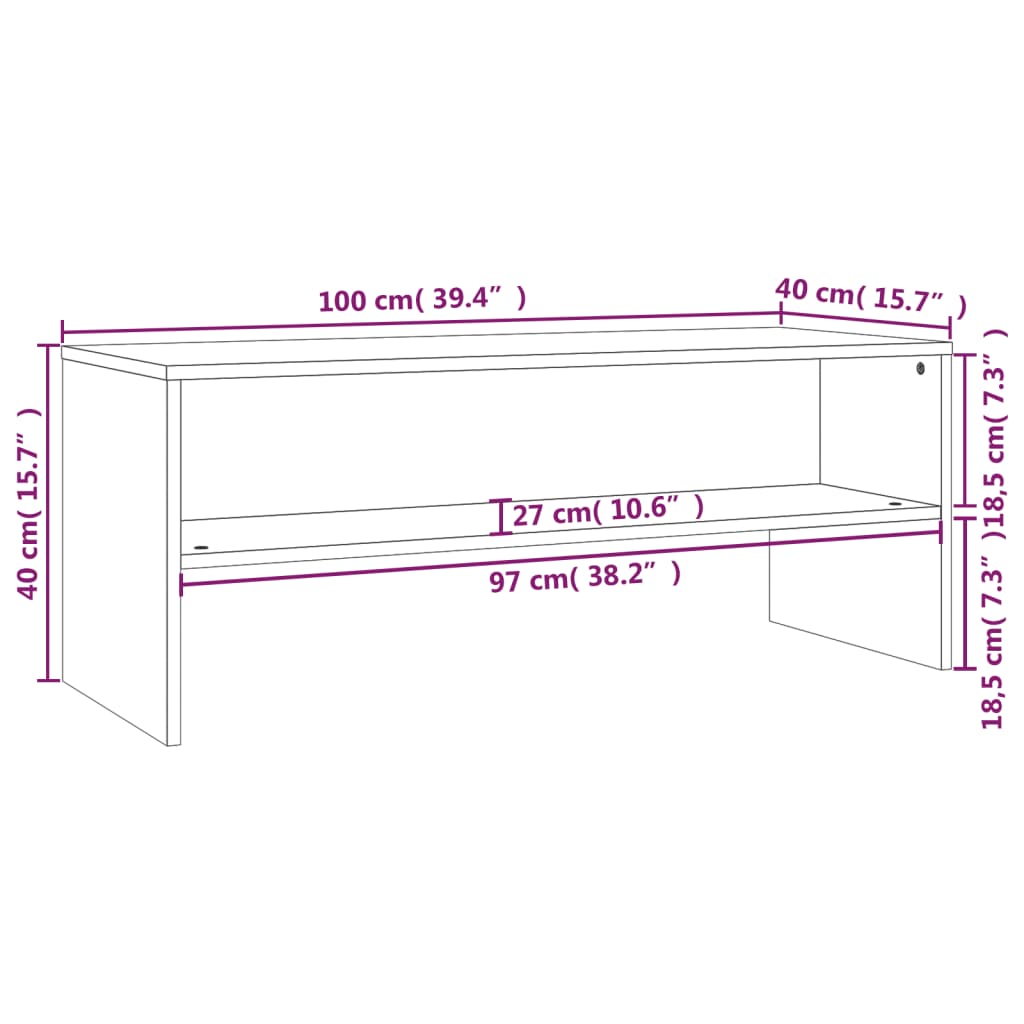 800046 vidaXL TV Cabinet Black 100x40x40 cm Engineered Wood