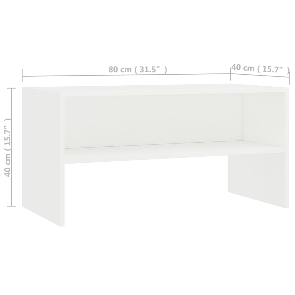 800054 vidaXL TV Cabinet White 80x40x40 cm Engineered Wood