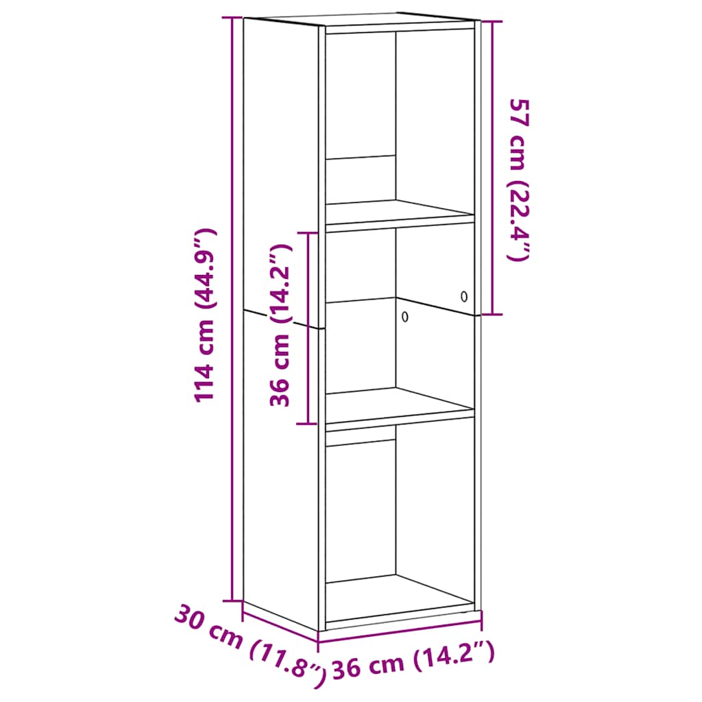 800138 vidaXL Book Cabinet/TV Cabinet Sonoma Oak 36x30x114 cm Engineered Wood