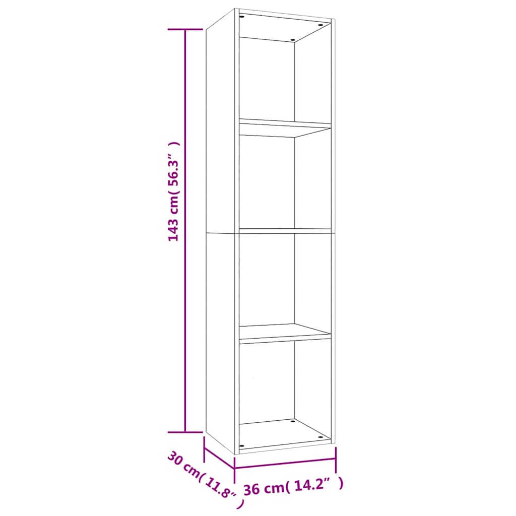 Book Cabinet/TV Cabinet Concrete Grey 36x30x143 cm