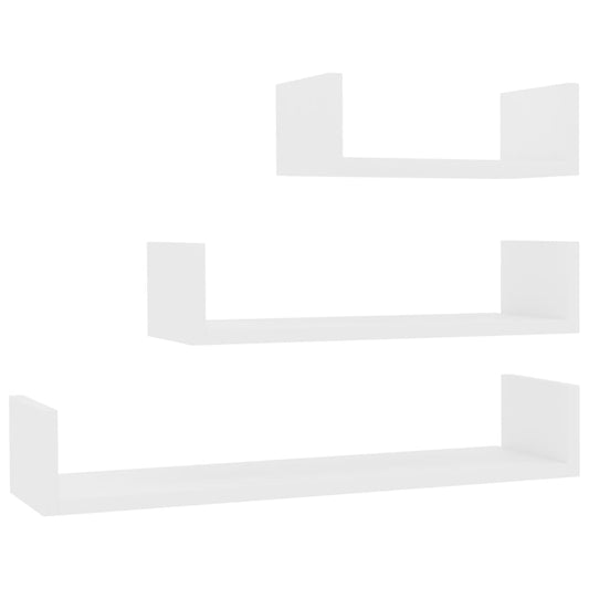 Wall Display Shelf 3 pcs White Engineered Wood Wall Display Shelf 3 pcs White Engineered Wood