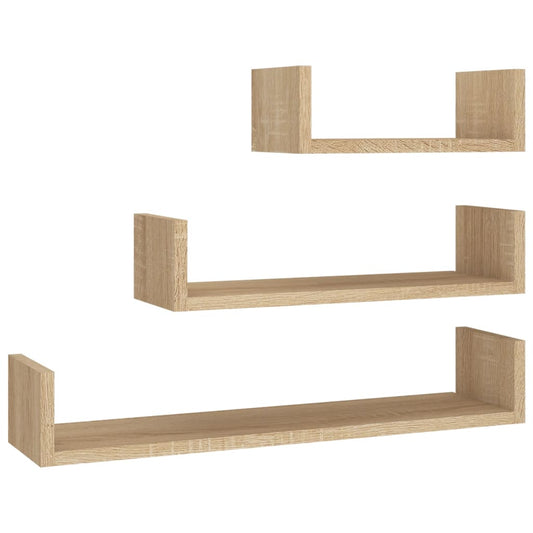 Wall Display Shelf 3 pcs Sonoma Oak Engineered Wood Wall Display Shelf 3 pcs Sonoma Oak Engineered Wood