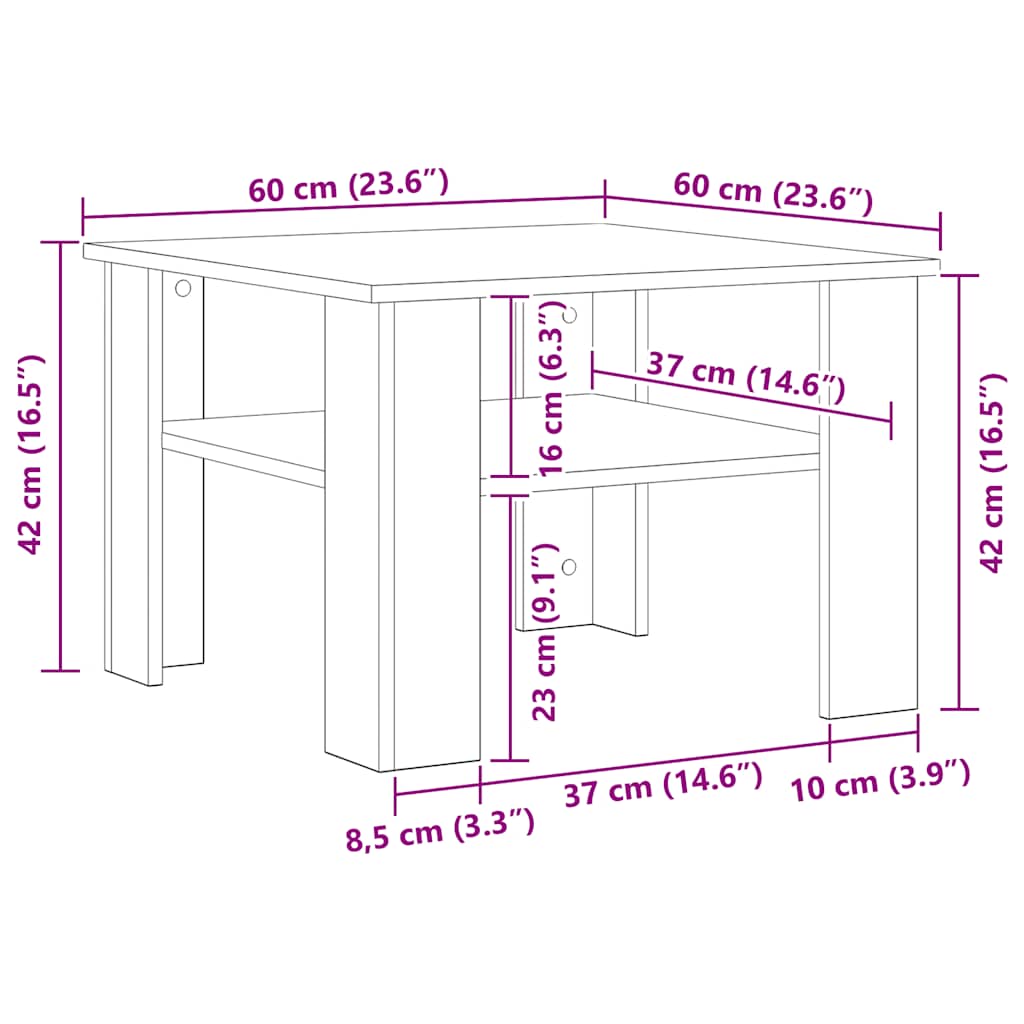 Coffee Table Black 60x60x42 cm Engineered Wood