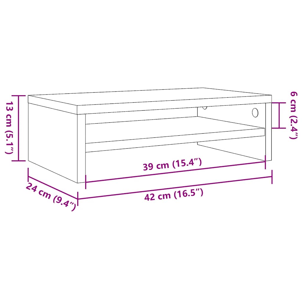 Monitor Stand Black 42x24x13 cm Engineered Wood