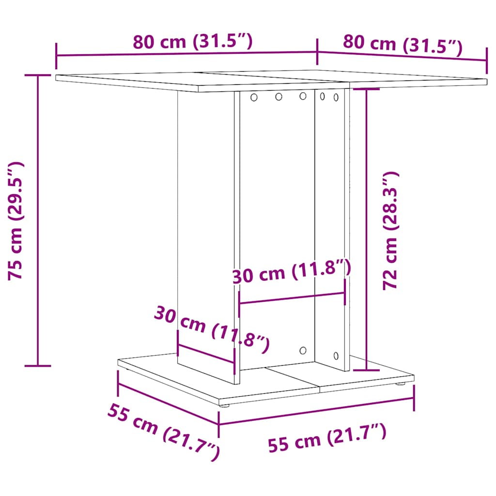 800256 vidaXL Dining Table Concrete Grey 80x80x75 cm Engineered Wood