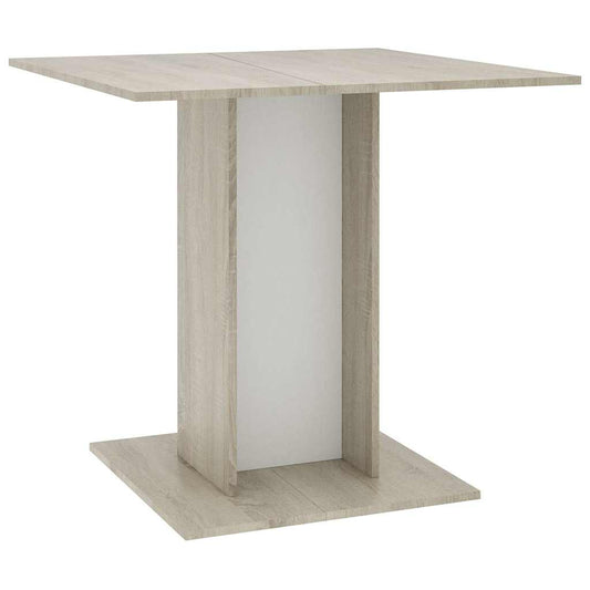 Dining Table White and Sonoma Oak 80x80x75 cm Engineered Wood Dining Table White and Sonoma Oak 80x80x75 cm Engineered Wood