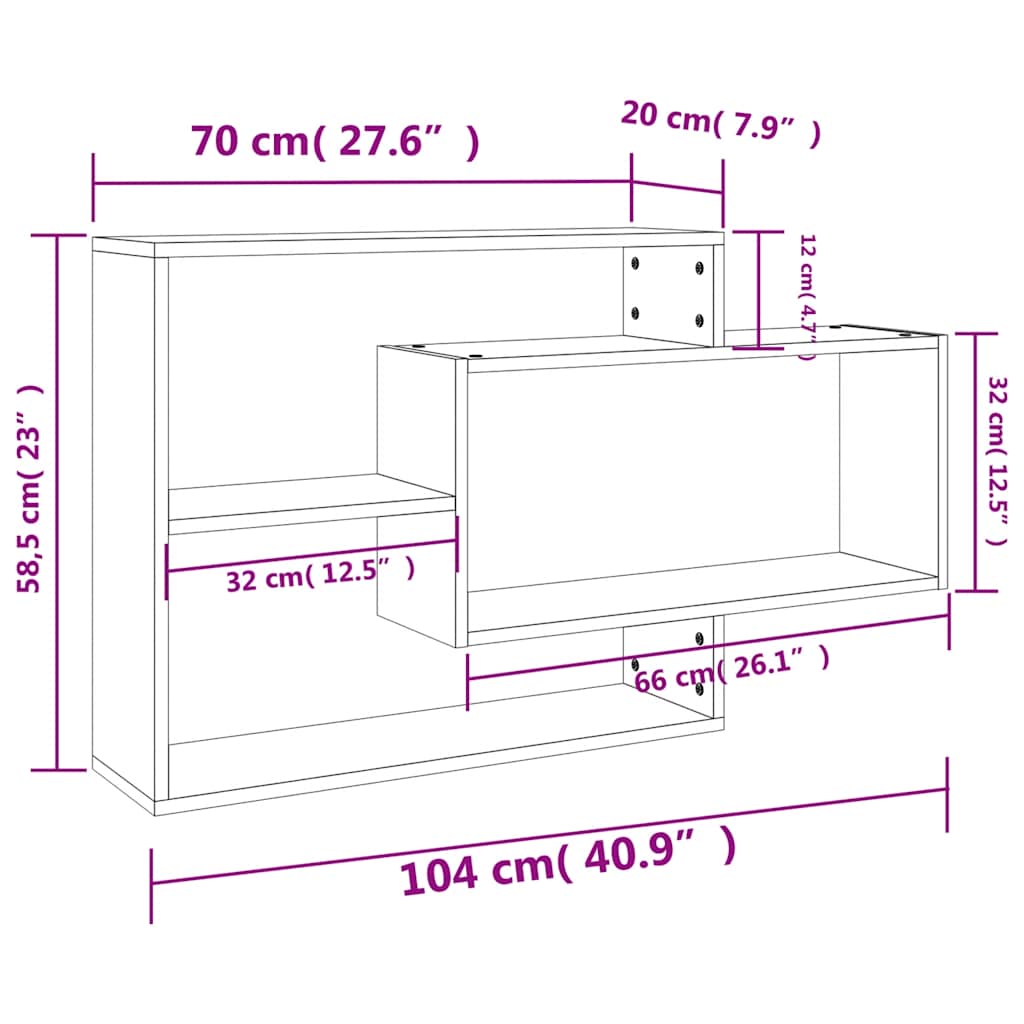 800327 vidaXL Wall Shelves Sonoma Oak 104x20x58,5 cm Engineered Wood