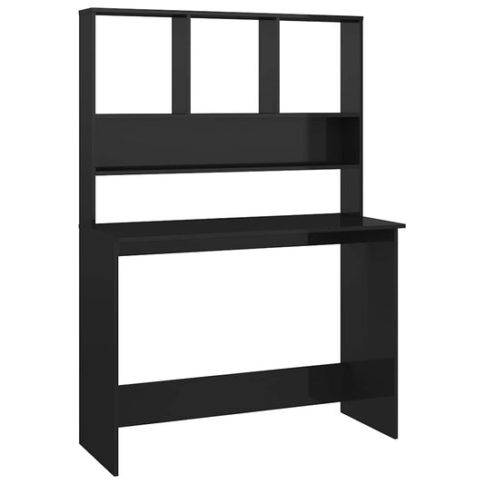800394 vidaXL Desk with Shelves High Gloss Black 110x45x157 cm Engineered Wood 800394 vidaXL Desk with Shelves High Gloss Black 110x45x157 cm Engineered Wood