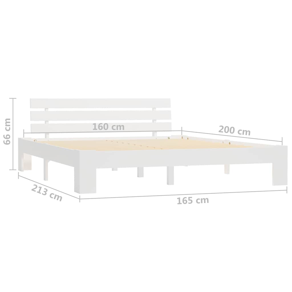 Bed Frame without Mattress White 160x200cm Solid Wood Pine