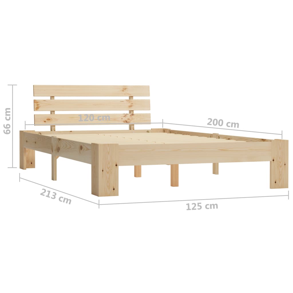 Bed Frame | Natural Wood | Solid Pine Wood, Plywood | Double | Tough