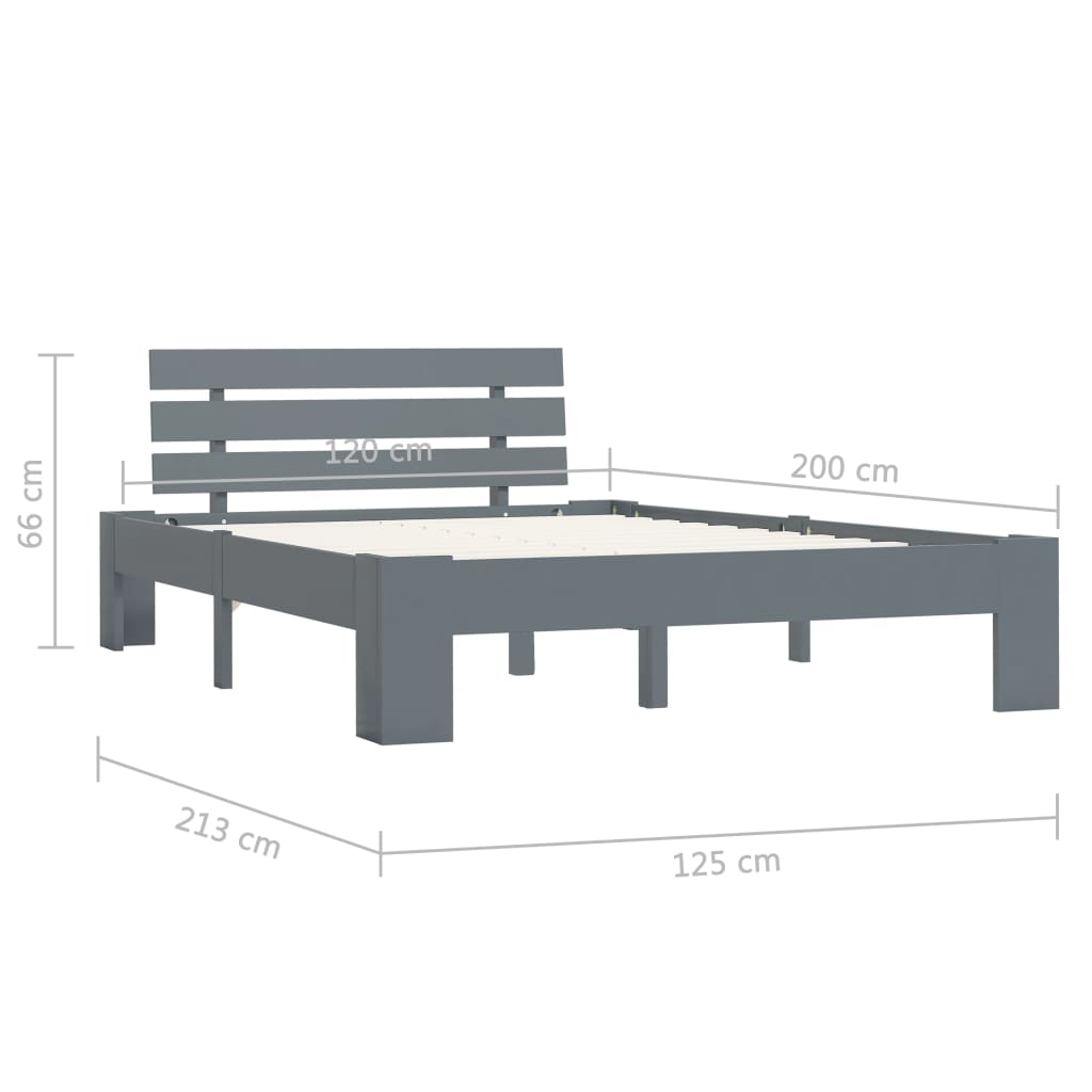 Bed Frame without Mattress Grey Solid Pine Wood 120x200 cm