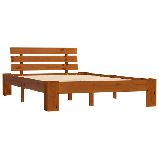 Bed Frame | Honey brown | Solid pine wood and plywood | Double | Durable Bed Frame | Honey brown | Solid pine wood and plywood | Double | Durable