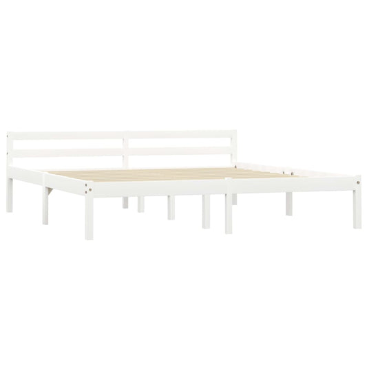Bed Frame | White | Solid pine wood, plywood slats | Super King | Durable Bed Frame | White | Solid pine wood, plywood slats | Super King | Durable
