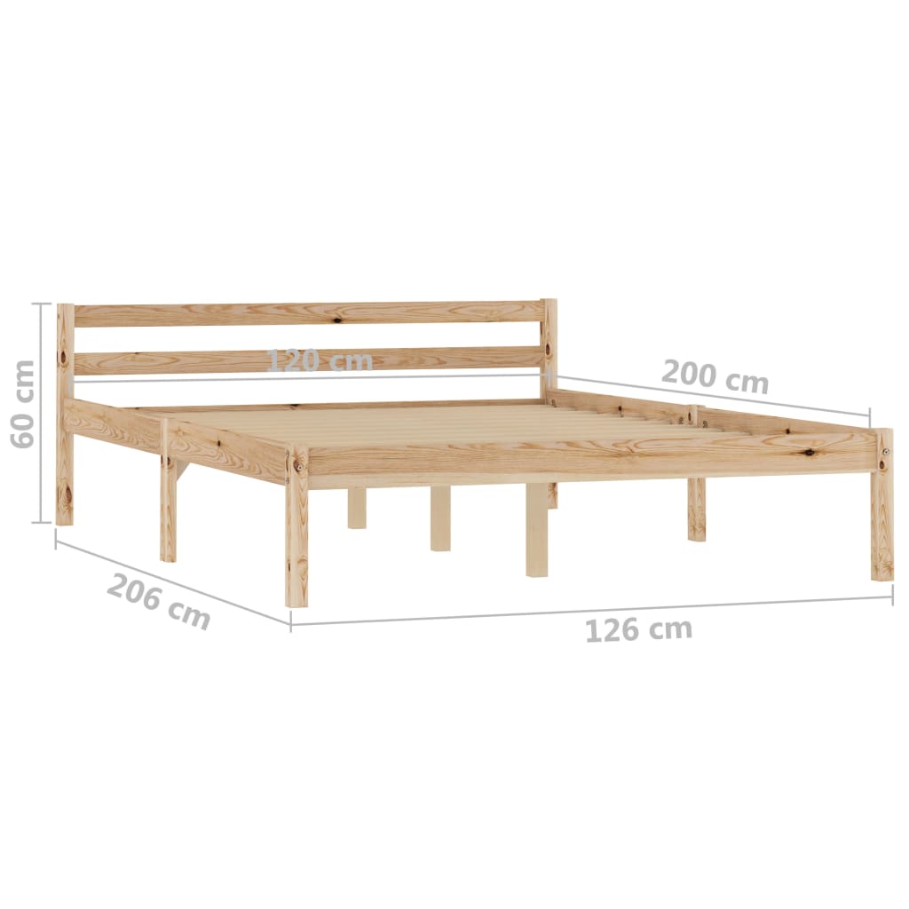 Bed Frame without Mattress Solid Pine Wood 120x200 cm