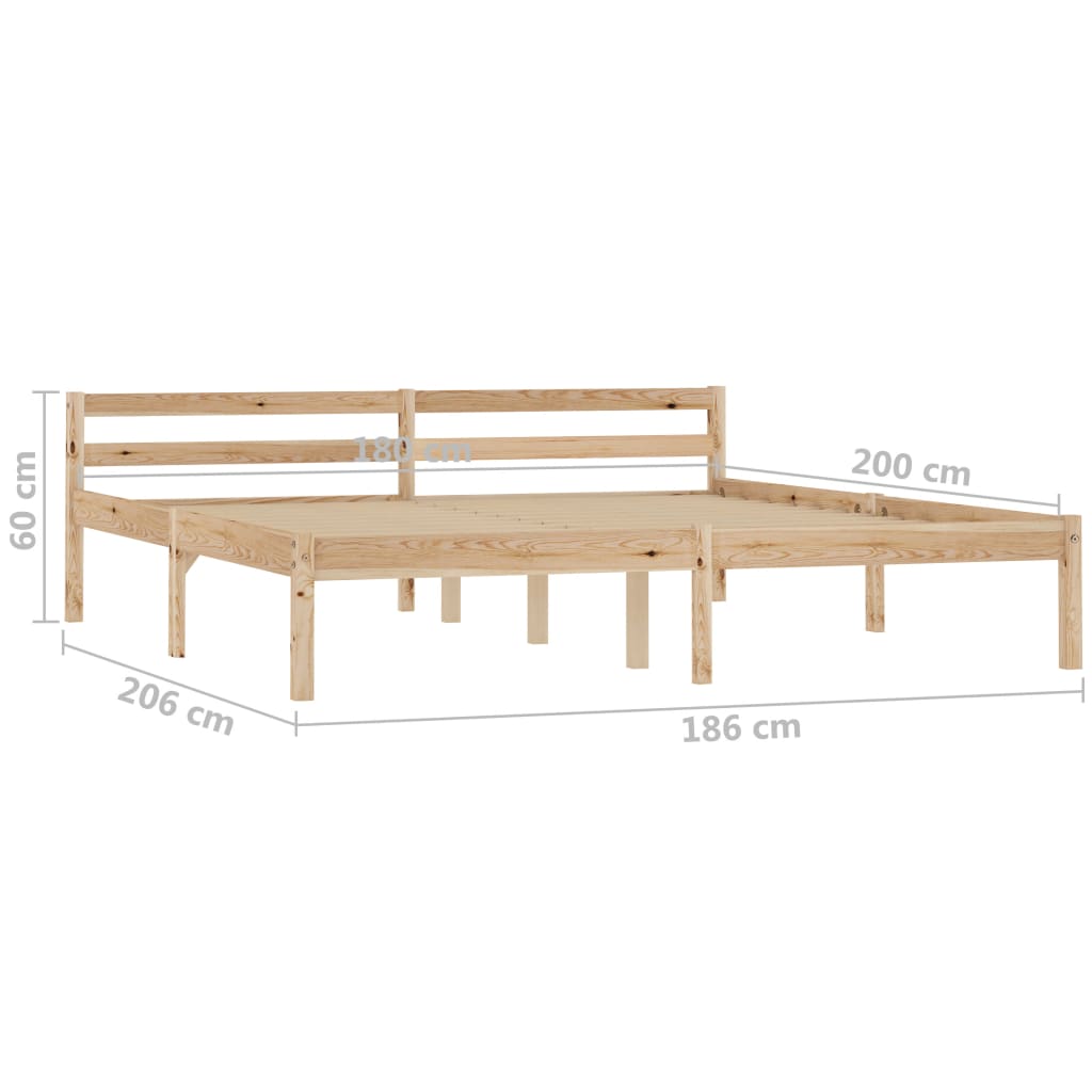 Bed Frame without Mattress Solid Pine Wood 180x200 cm Super King