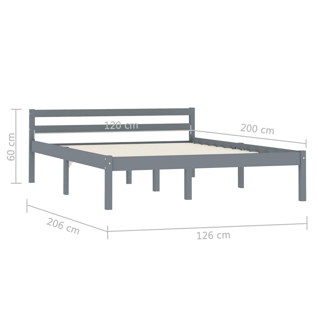 Bed Frame without Mattress Grey Solid Pine Wood 120x200 cm