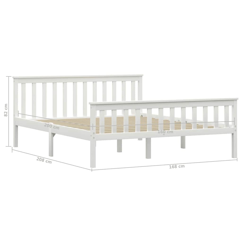 Bed Frame | White | Solid pine wood, Plywood | Double | Durable