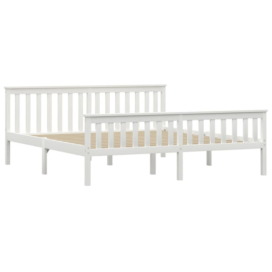 Bed Frame | White | Solid pinewood frame, plywood slats | Super King Bed Frame | White | Solid pinewood frame, plywood slats | Super King