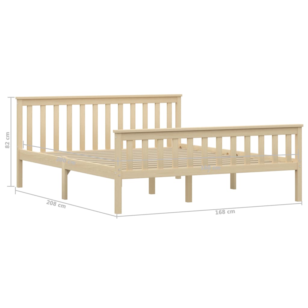 Bed Frame | Natural Light Wood | Solid Pinewood, Plywood Slats