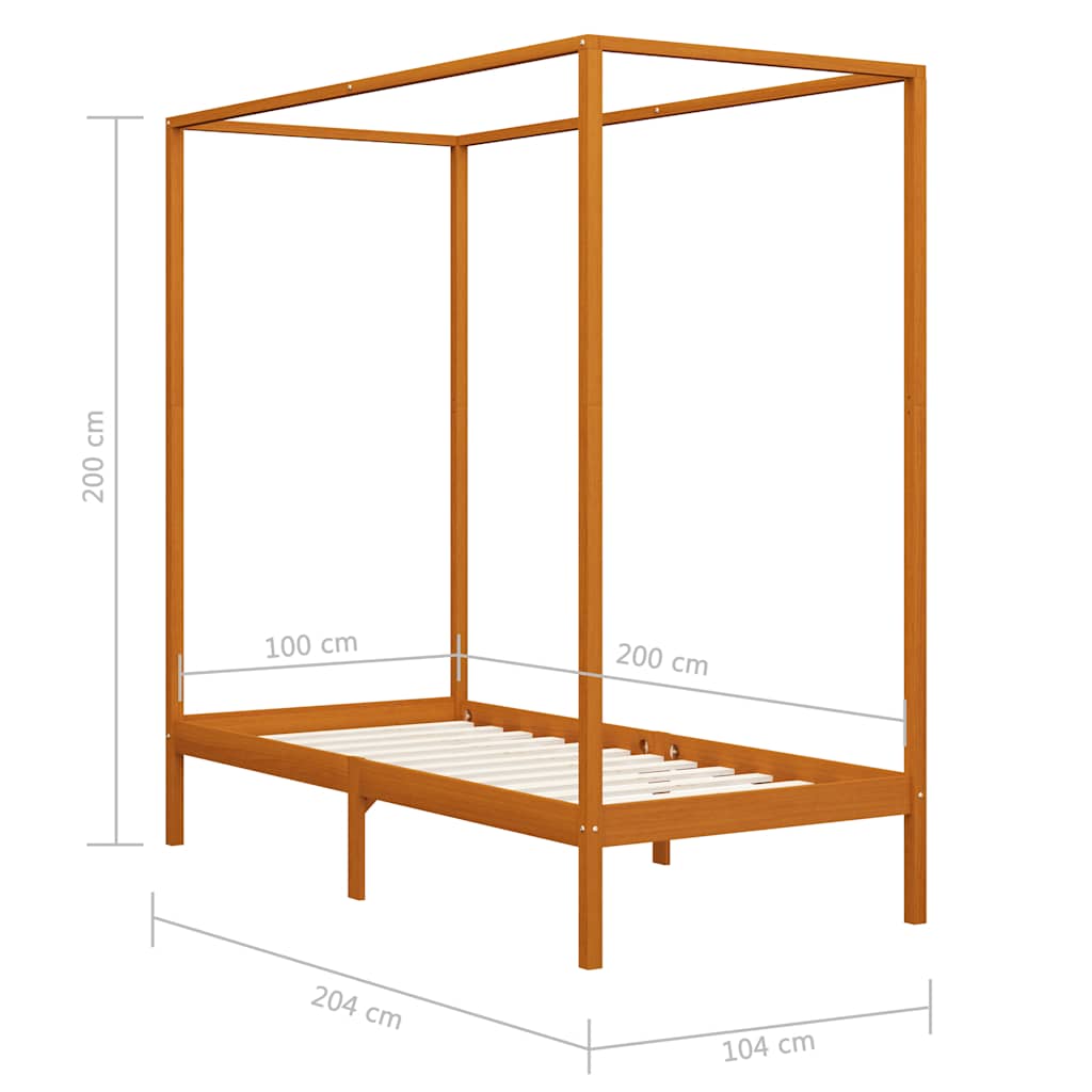 Bed Frame | Honey brown | Solid pine wood | Single | Bed Frame