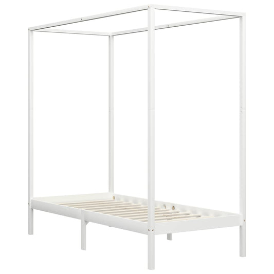Canopy Bed Frame without Mattress White Solid Wood 100x200 cm Canopy Bed Frame without Mattress White Solid Wood 100x200 cm