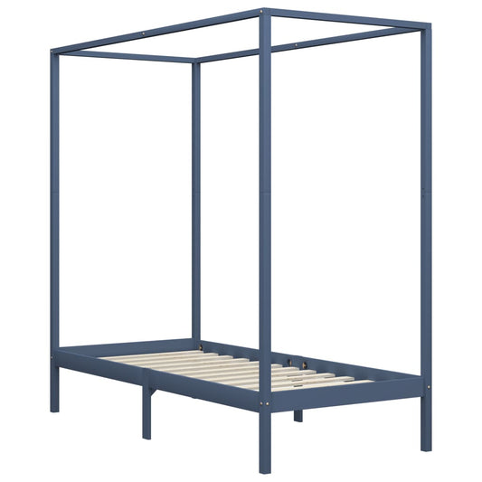 Canopy Bed Frame without Mattress Grey Solid Wood 90x200 cm Canopy Bed Frame without Mattress Grey Solid Wood 90x200 cm